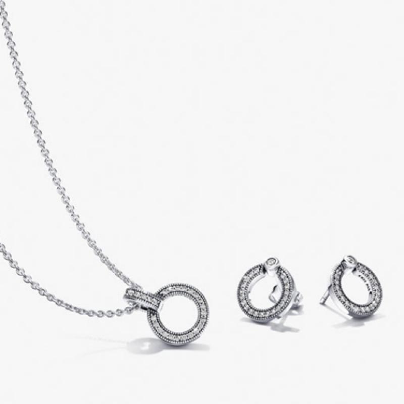 Pandora Double Circle Pendant   Necklace  399487c01