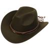 Women Men Western Cowboy Hat, Wide Curved Brim Felt Cowgirl Hat, Vintage Jazz Riding Hat, Removable Hat Belt, Head Circumference 56‑58cm