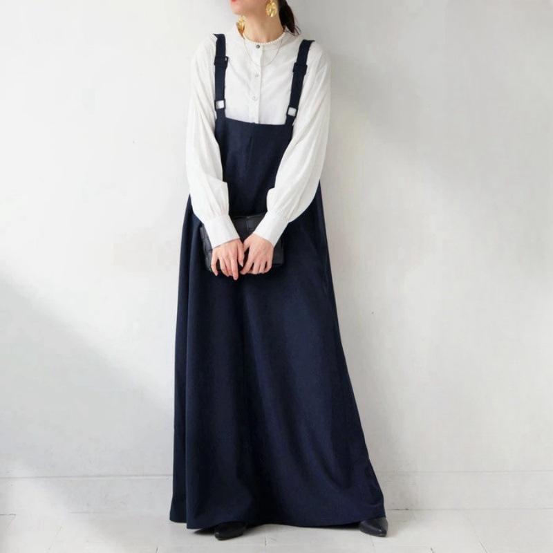 

Юбка Four Seasons Versatile Simple Wind Strap Юбка средней и длинной длины на подтяжках Свободная юбка на весну и осень One size королевский синий