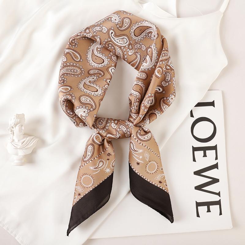 Luxury Brand  Silk Square Scarf Women Cat Neck Hair Tie Band Beach Hijab Kerchief Head Headbands Bandana Female Foulard 70cm