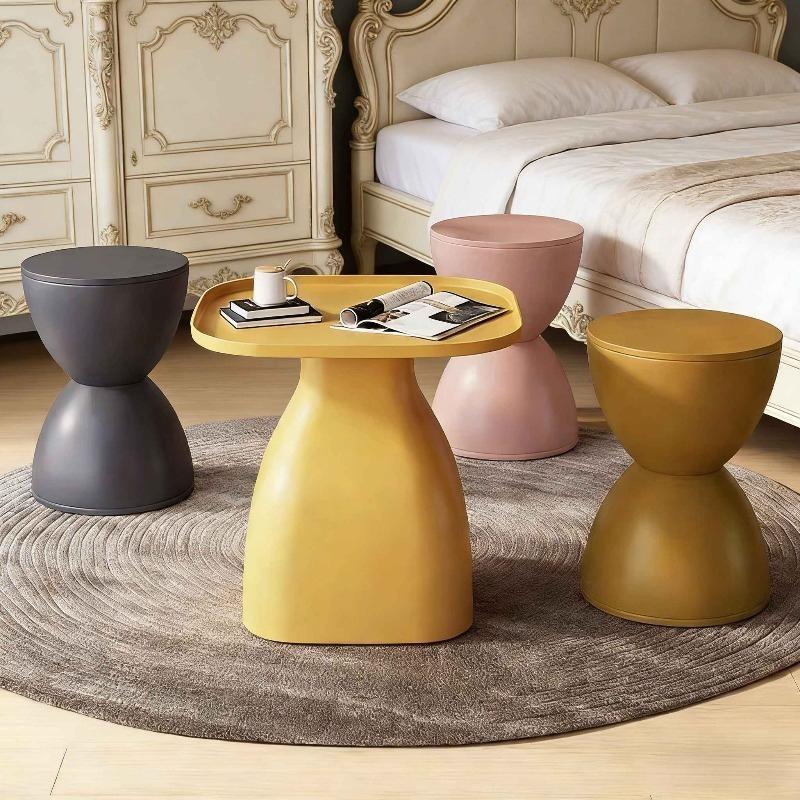 Hourglass round stool shoe chang stool - Colorful geometric aesthetic design modern home high-end feeling living room footstool