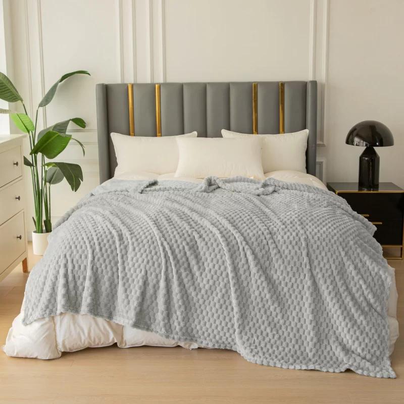 Blanket 150x200 Decorative Embossed Light Gray
