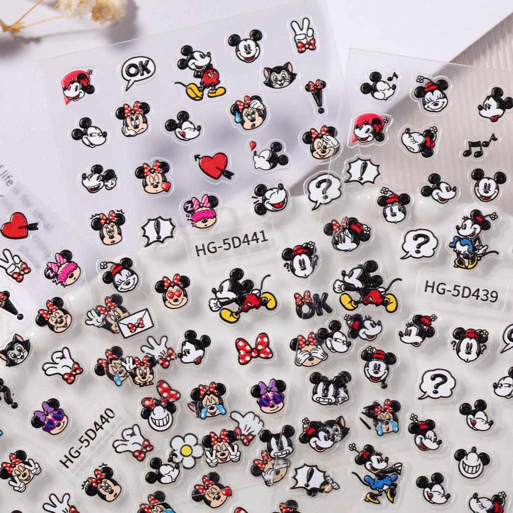 5D geprägte Mickey & Minnie Nagelsticker