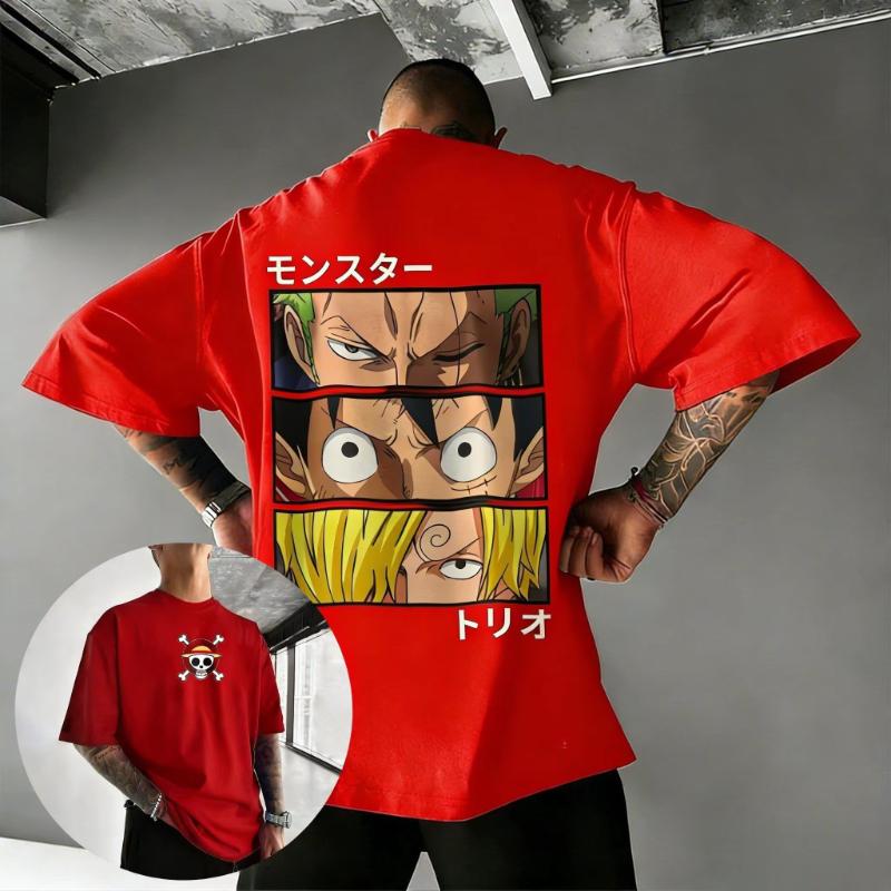 2026 ONE PIECE Summer Unisex Cotton Tshirt New Anime Creative Color Printing Street Hiphop Loose Casual Y2K Parentchild Top