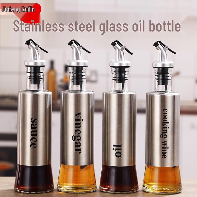 

Japanese-Style Glass Oil Dispenser with Stainless Steel Press Nozzle for Soy Sauce, Vinegar, and Seasonings Kraft Paper Box