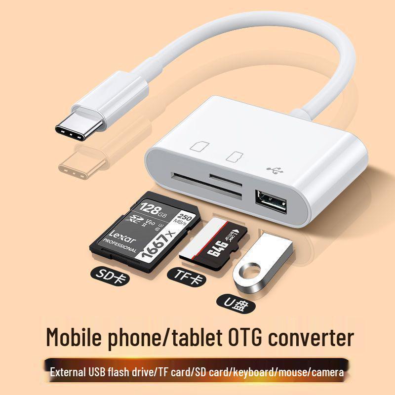 Multi-Function USB-C Card Reader with TFSD, Camera, and Mobile Phone Support