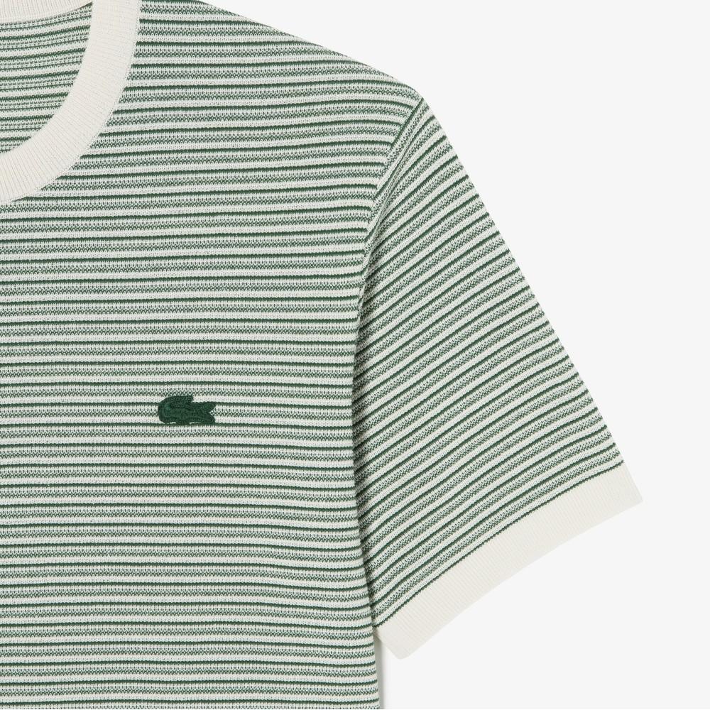 [lacoste] Men's Multi-Stripe Short Sleeve Crewneck Pullover AH307E-56G132