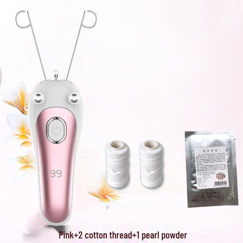 Rechargeable Facial Hair Removal Threading Device with Tweezers