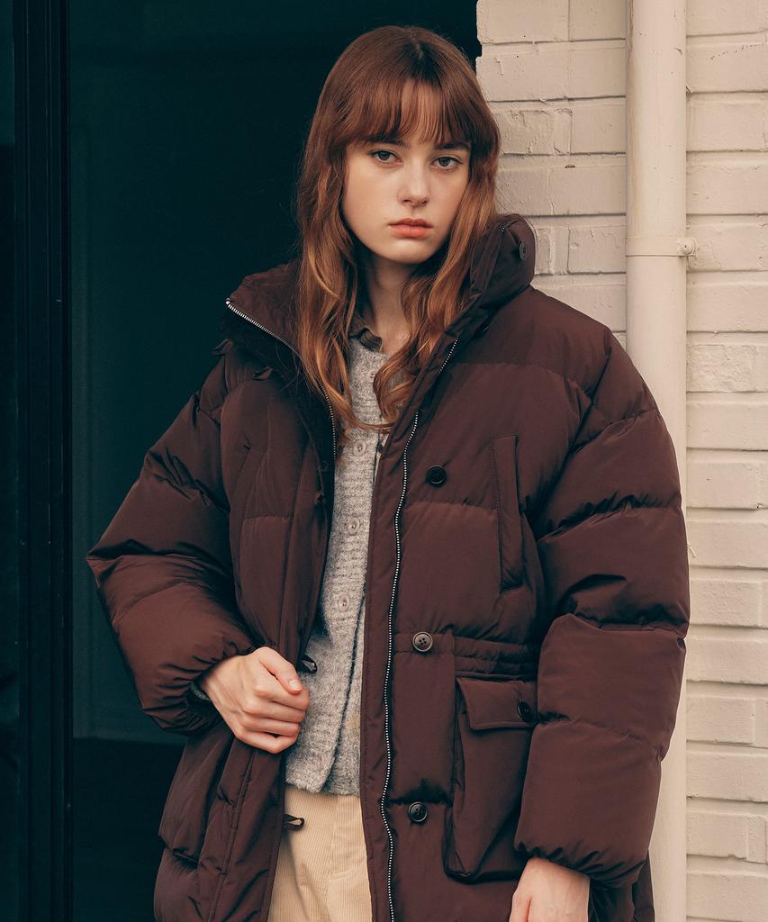 Rolarola High Neck Down Midi Padding Brown