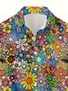 Men's Casual Hip-Hop Rock Streetwear Hawaiian Shirt with Colorful Floral Doodle Art 3D Print