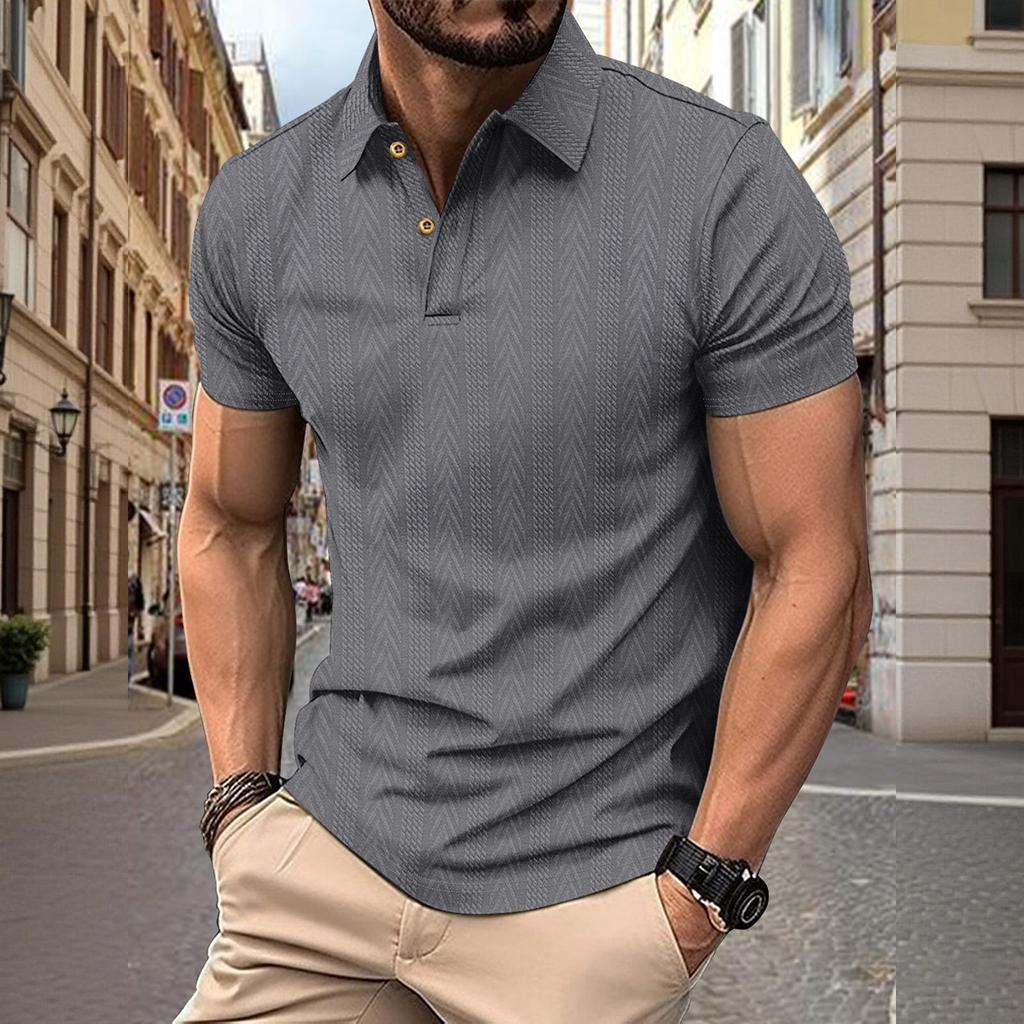 Herrskjorta med enkelknäppning och krage, kortärmad, avslappnad, sportig, kortärmad skjorta
