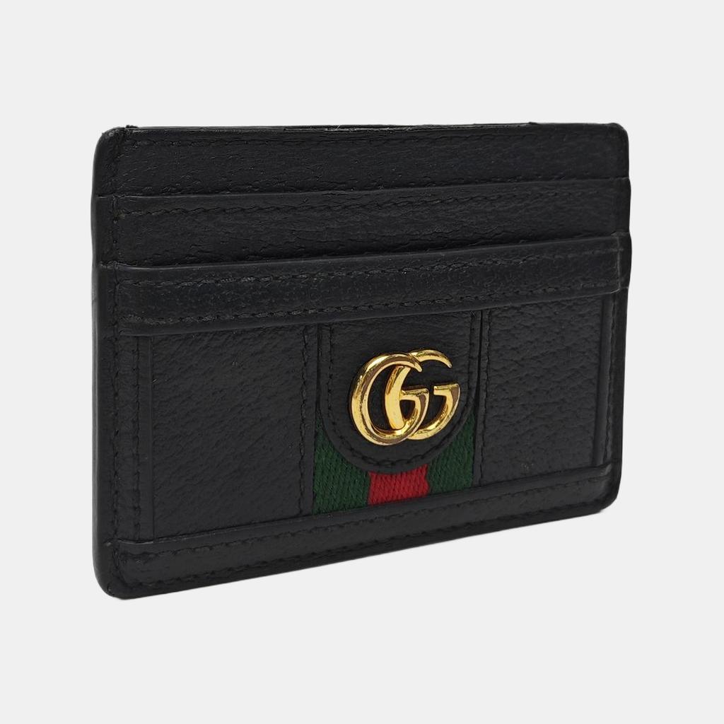 [Pre-Owned] Gucci Leather Ophidia Card Case 'Black' - Very Good #6T69GR