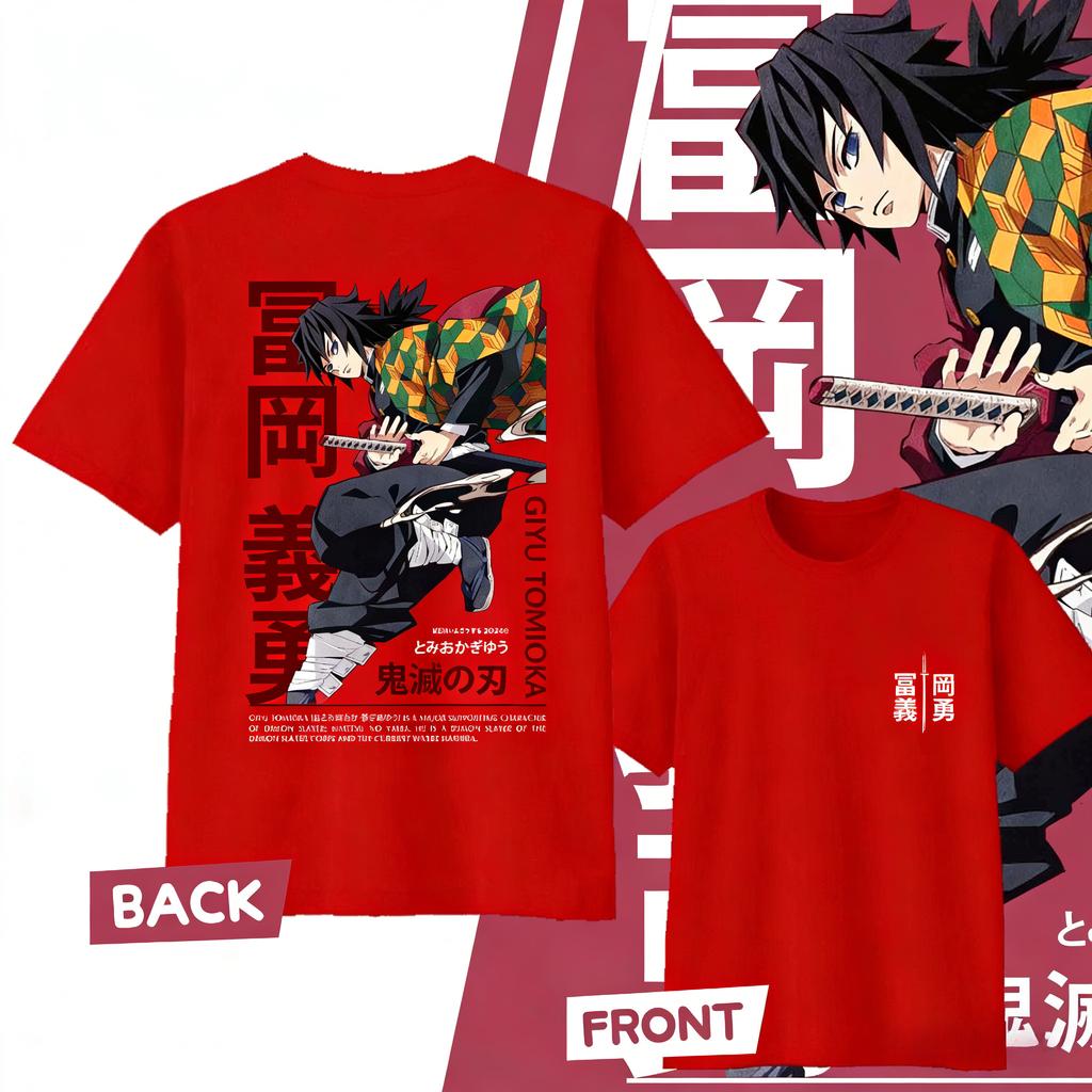 Demon Slayer Tomioka Giyuu Pure Cotton Tshirt for 2026 Summer KidsUnisex sWomen s Fashion Casual Cosplay Short Sleeved Tshirt