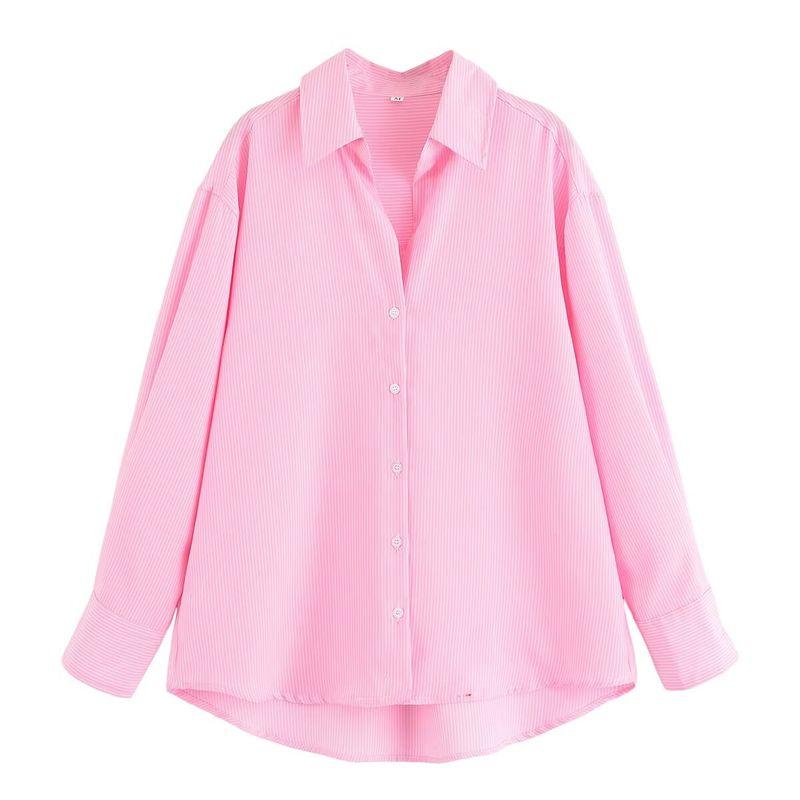 Kaslead New Arrival Women's Fashion Style Fashion Blended Long Sleeves Lapel Shirt 8741049