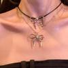 Sweet Cute Bowknot Pendant Rope Chain Necklace For Women Girl Choker Necklace Cool Y2K Aesthetic Jewelry Gift