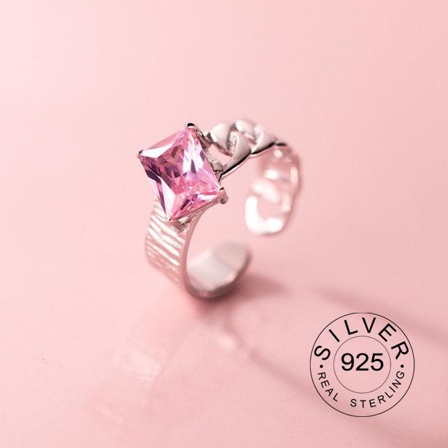 Xiaomi 925 Sterling Silver Zircon Rings For Women Geometric Fine Jewelry Finger Adjustable Geometric CZ  Ring For Party Birthday Gift