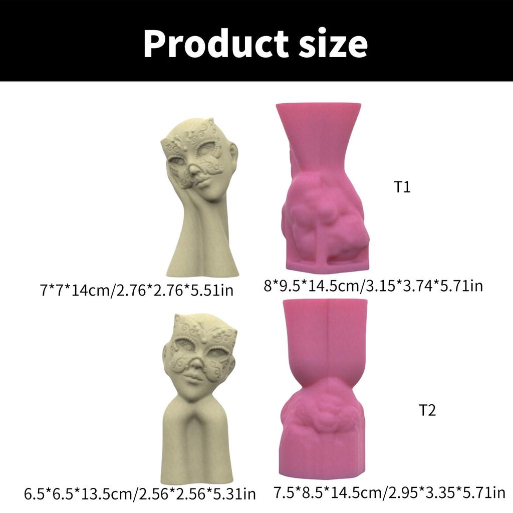 Handwerk Mädchen Maskenform Silikonform für einzigartige Pflanzgefäße Robustes Zementgips Gießwerkzeug Heimdekoration