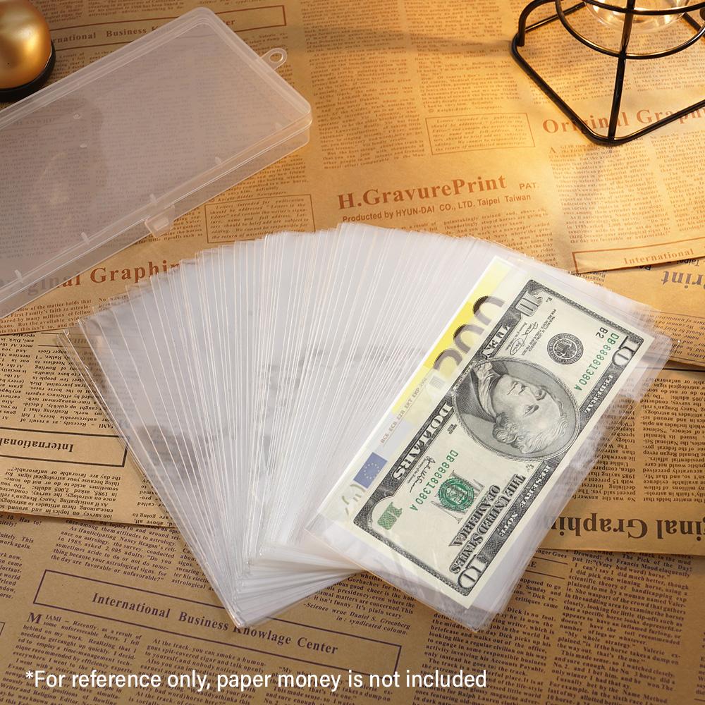 100 Transparent Banknote Protection Bags Double-Sided 8-Thread Dust-Proof Moisture Commemorative Banknote Coin Collection Album