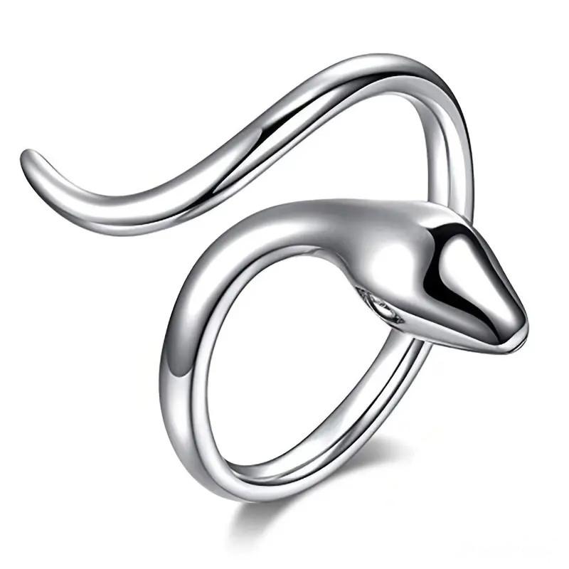 Huitan Modern Novel Snake Rings Glossy Exquisite Gorgeous Finger Accessories for Women Charming Stylish Funny Party