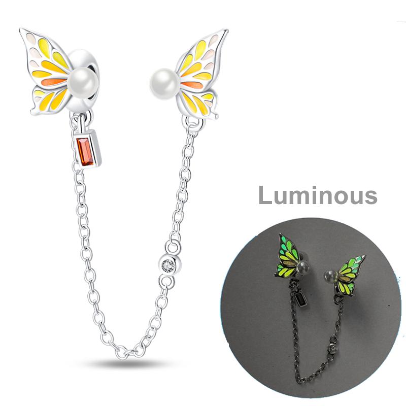 Copper Fashion Safety Chain Star Moon Inlaid Zirconium Charms Beads Fit Original Bangle Bracelet Diy Jewelry Gift