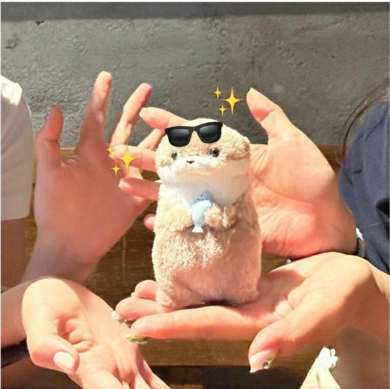 Simpatici portachiavi a forma di lontre che tengono in mano un pesce, in peluche, leggeri, pendenti, per zaino scolastico, portachiavi, bambola, giocattolo, regalo, 11 cm