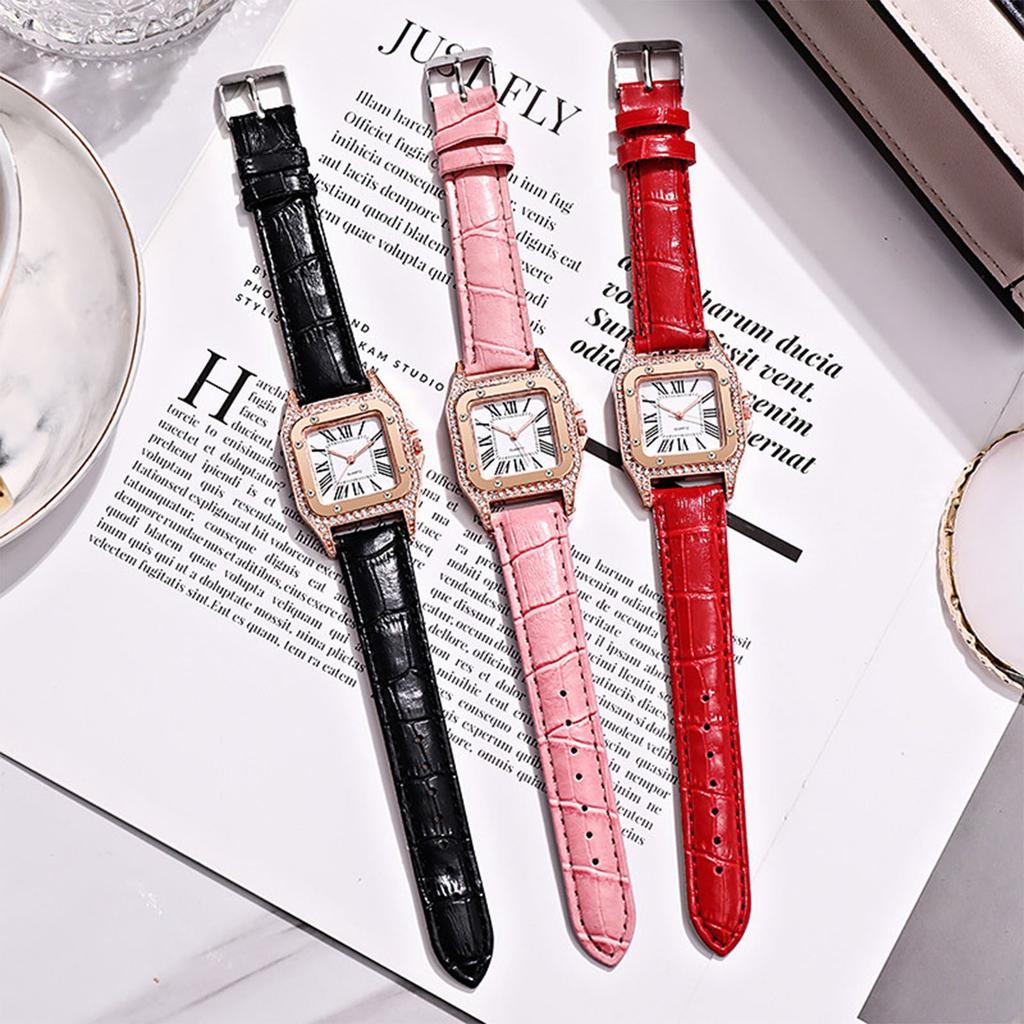 Women Leather Strap Watch Casual Ladies Quartz Wristwatch Bracelet Clock