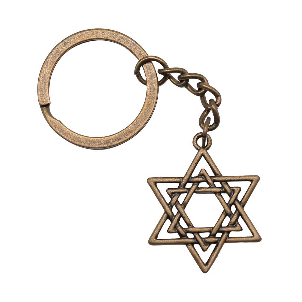 Celtic Knot Charm Hexagram Keychain Irish Amulet Key Ring 28mm Ring