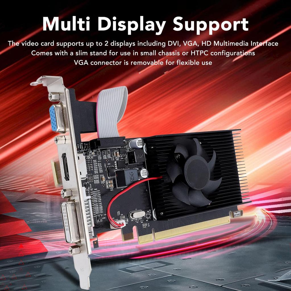 R5 230 Computer Graphics 2GB 625MHz Core PCI Express for Professional Video ITX Chassis Card, GDDR3, 64-bit, Frequency, x16, Use, Editing,