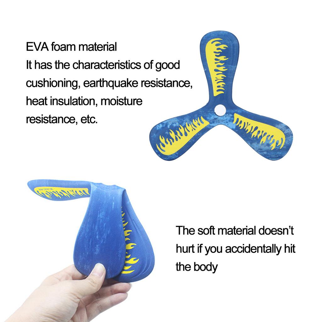 EVA Throw Catch Toy 3 Blade Flying Toy for Kids Outdoor ParentChild Interactive Game(Blue )