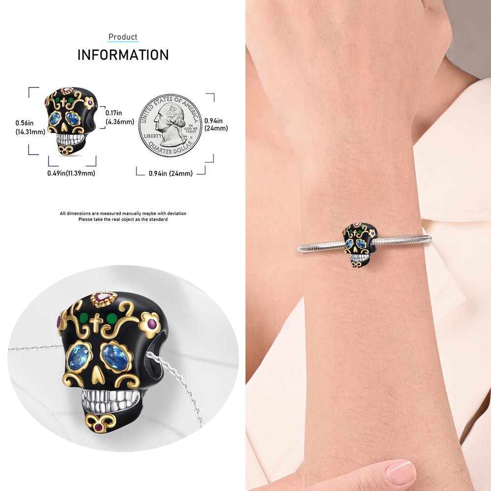 Halloween Series Copper Skull Head Bead Charm Fit Diy Bracelet Neutral New Dark Series Jewelry