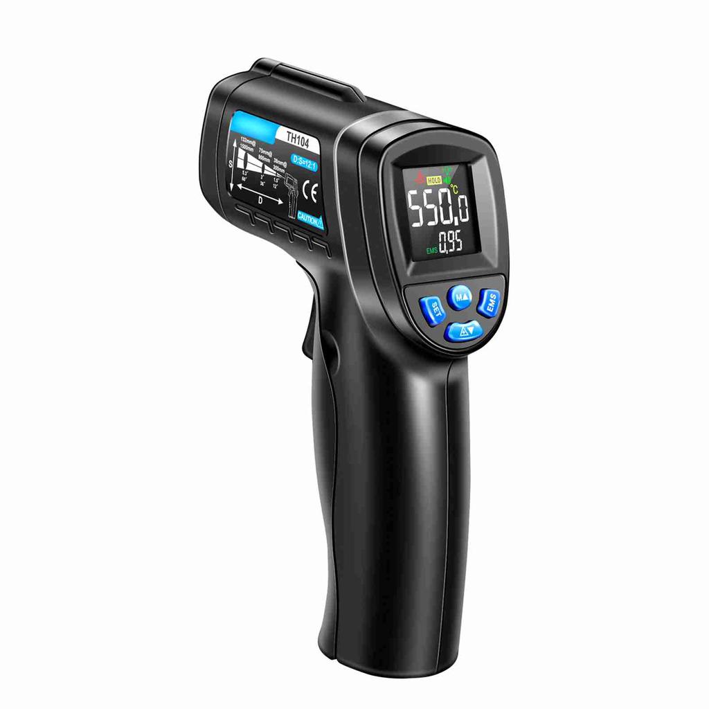 Infrared Thermometer, Non Contact Digital Thermometer with Backlit Display and   Emissivity, for Metal Oil Temperature and Industrial Use