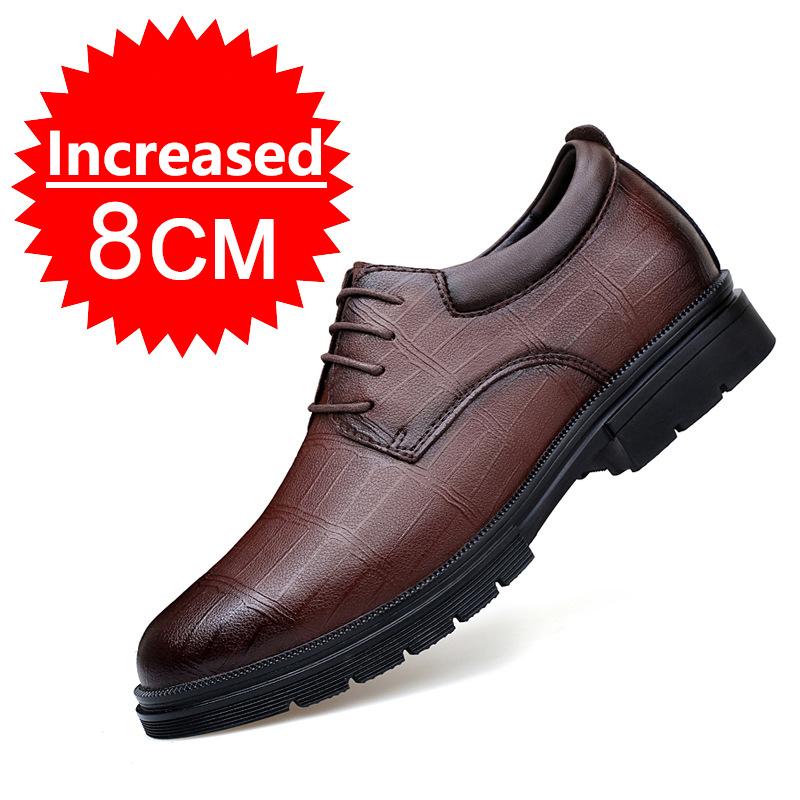 

Fashion Men s Leather Heightening Shoes Comfort Lace Up Casual Elevator Shoes Commerce Breathable Height Increase Insole 8CM Sport Shoes 47