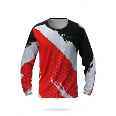 Men Fashionable 3D Printed Round Neck Long Sleeve Breathable T-Shirt For Fishin Hiking Workout Outdoor Activities