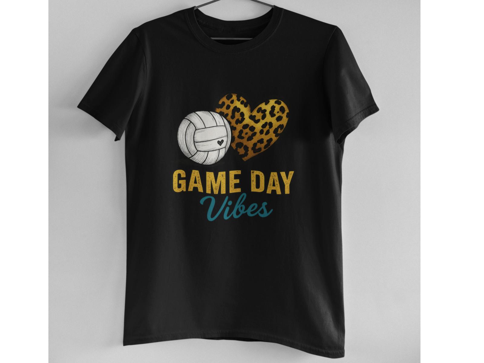 Game Day Vibes Shirt Volleyball Leopard Heart Retro Sport Graphic Tee L