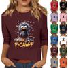 Women's Fashion Casual Three-Quarter Sleeve Printed  Neck T-Shirt Top