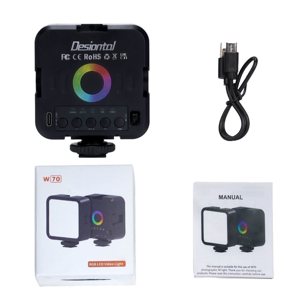 RGB Full Color LED Video Light 3000K-9000K Mini Pocket Fill Lights 1200mAh Type-C Charging Camera Light for Photography Studio