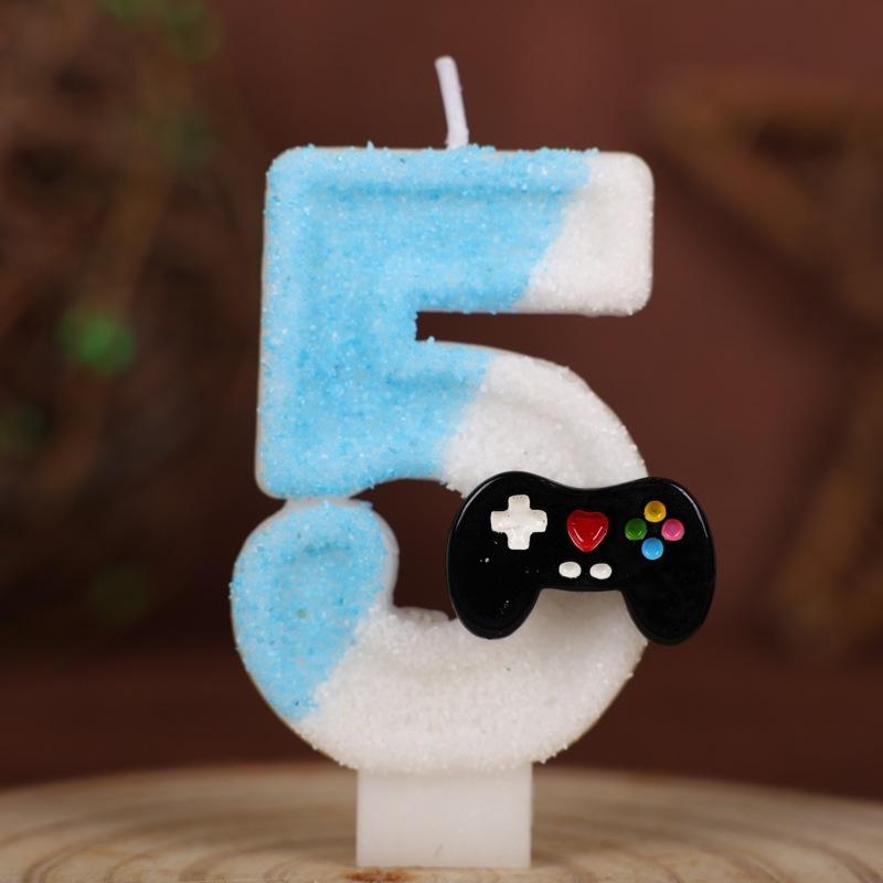 

Милый геймпад Номер Свеча для торта на день рождения Украшение для торта Вечеринка Годовалый Ручная работа Свеча-цифра 0-9 5