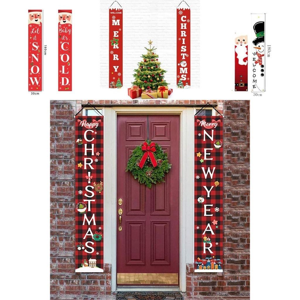 Festive Christmas Hanging Sign Banner Flag Xmas Party Outdoor Decoration