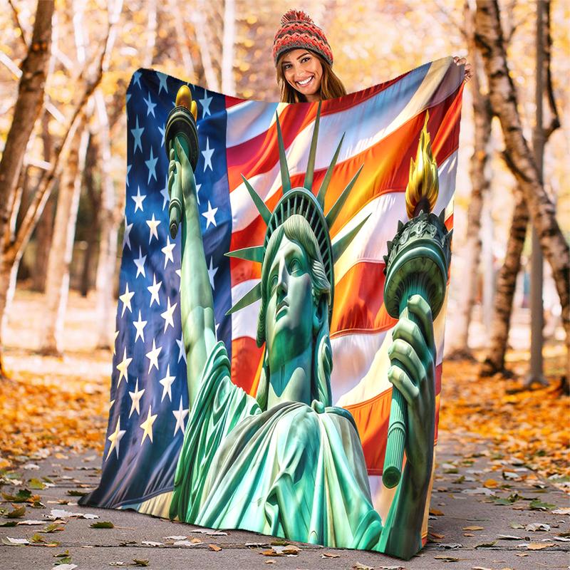 1pc Statue of Liberty, USA blanket, al season lightweigh Poster blanket home office outdoor nap multifunc Poster blanketional blanket