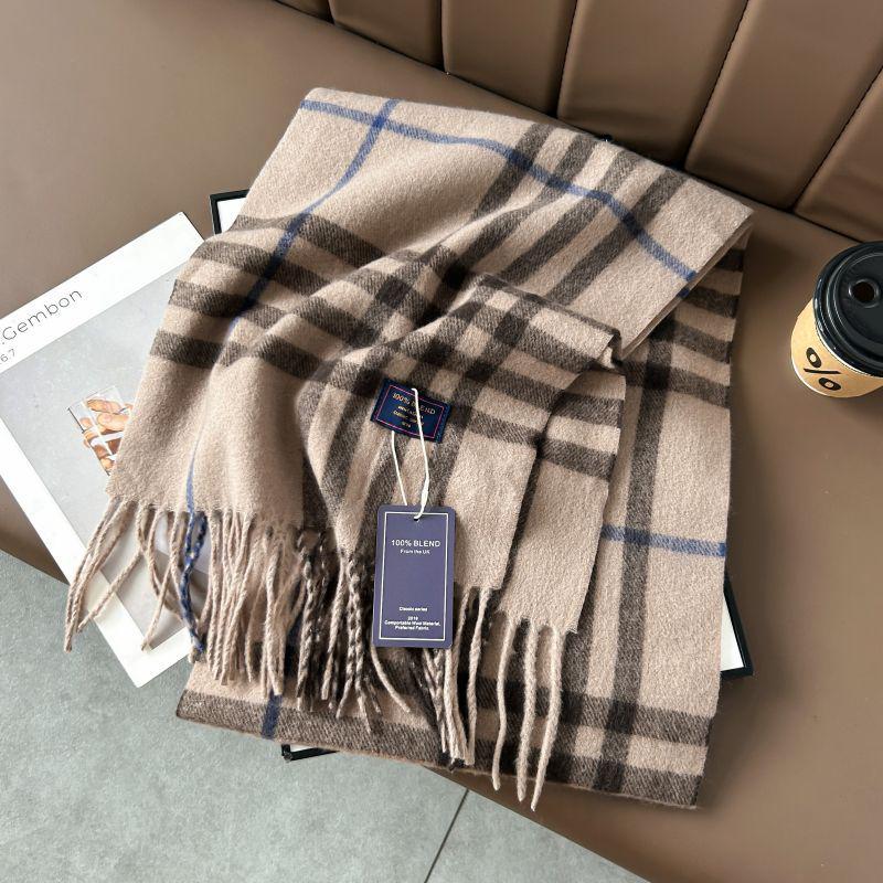Klassischer Karomuster-Halswärmer-Schal - Herbst/Winter, Hochwertige Imitatwolle, Unisex 190cm gray