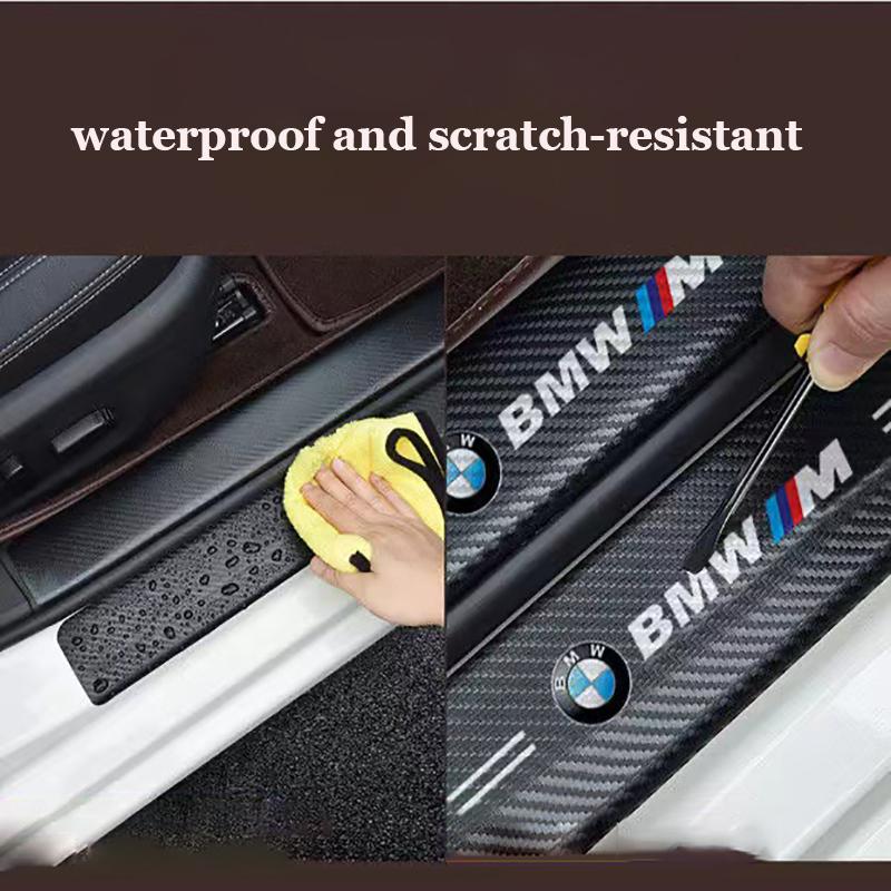 4pcs Car Anti Scratch Door Sill Protectors Stickers Strip Door Sill Stickers For BMW M M3 M5 X1 X3 X5 X6 E90 E91 G20 G21 G30 F10