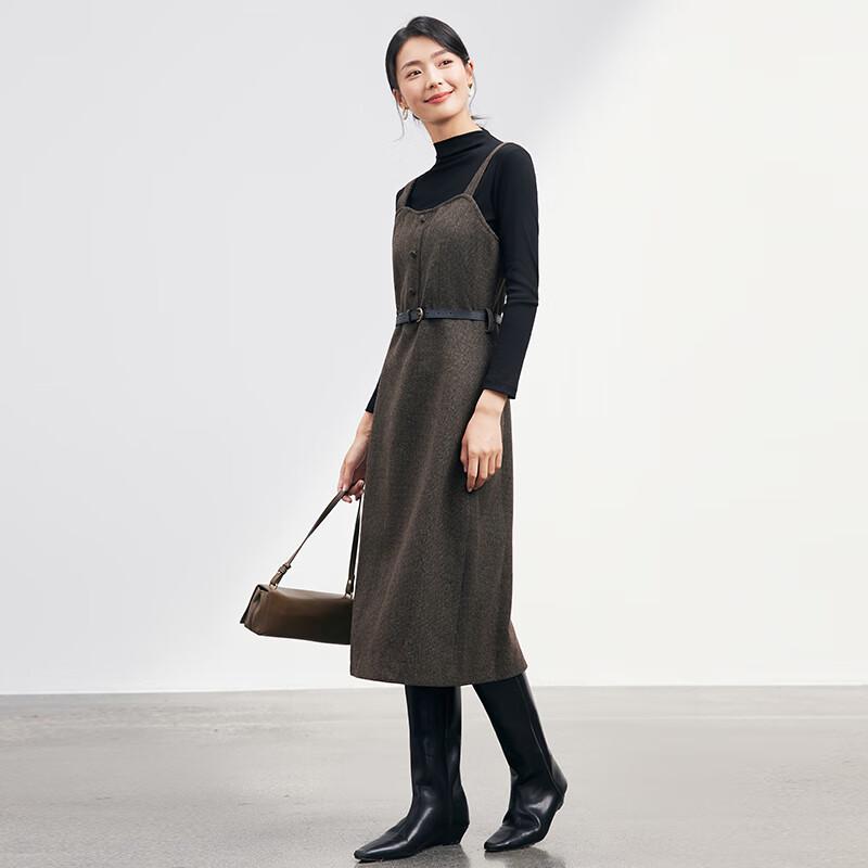 Women's Knitted Top & Split-Hem Strap Dress Set