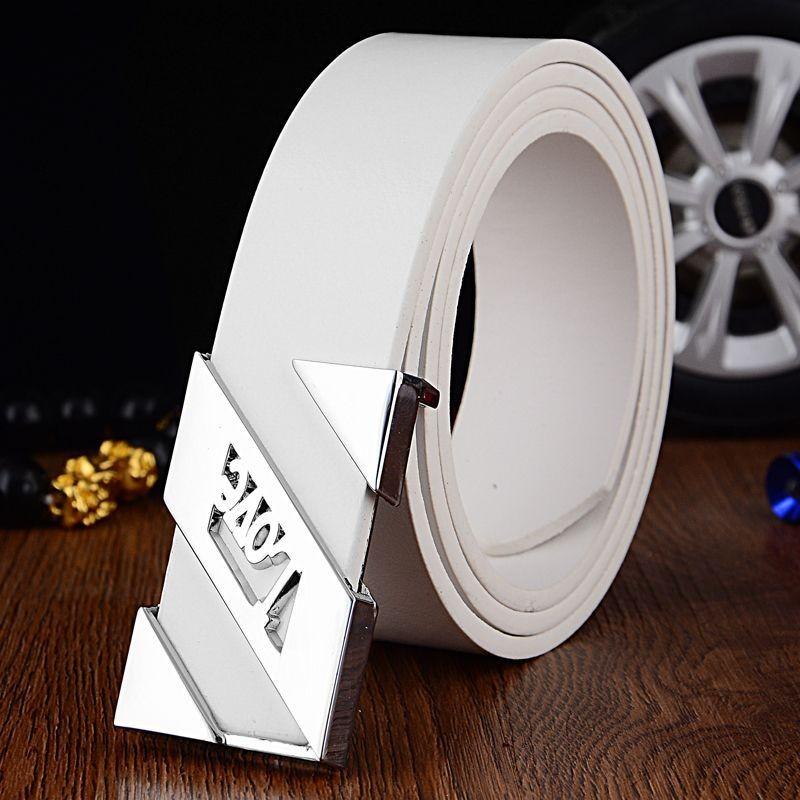Trendy White Pu Casual Belt For Men And Women Stylish Smooth Buckle Unisex Design