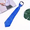 Men Women Shining Sequins Tie Stage Glitter Adjustable Zipper Closure Necktie Fashion Party Pre-Tied Neck Wear