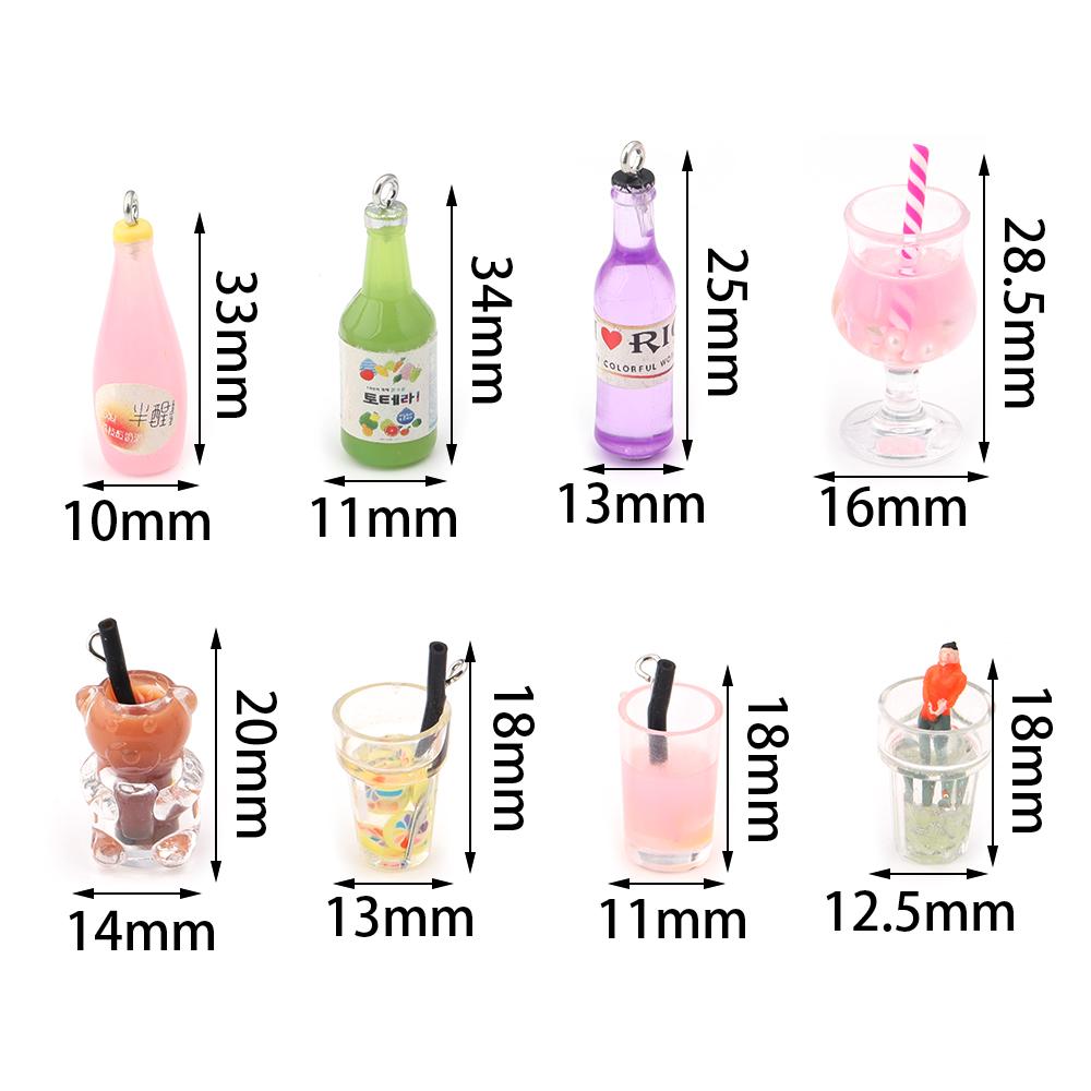 10 Stück Acryl-Getränkebecher Mini-Anhänger Für Basteln Handy-Kette Schlüsselanhänger Herstellung Dekorative Accessoires DIY Süße Schmuckzubehör