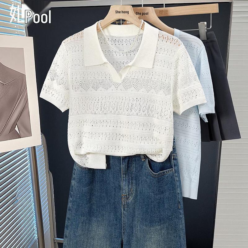 Shechi Women s Linen Lyocell Blend Short Sleeve Polo Knit Top One Size
