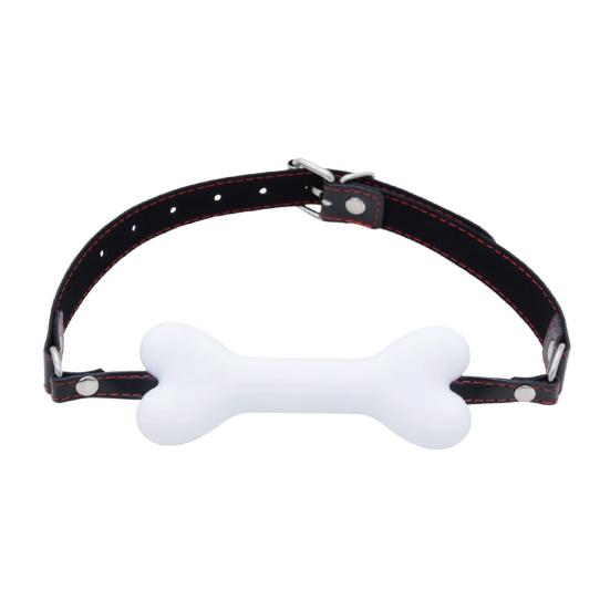 Bone-Shaped Silicone Ball Gag Adjustable BDSM Mouth Restraint for Bondage Roleplay Soft Body-Safe Discreet Adult Toy for Couples' Play