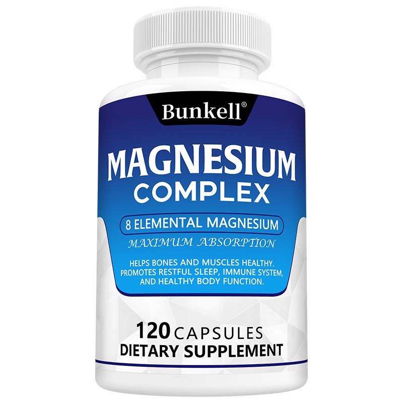Magnesiumkomplex-Nahrungsergänzungsmittel, 8 Elemente Magnesium, 1000 mg - Maximale Absorptionsrate, 120 Kapseln