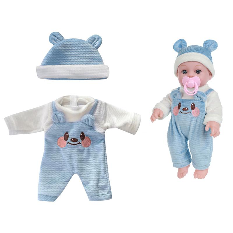 Für 12 Zoll 30cm Baby Reborn Puppen Outfits Kleidung Tragekorb Cartoon Bär Winter Schlafanzug Strampler Plüschkleidung Zubehör
