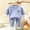 Children's Warm Clothing Set New Winter Boys' Underwear with Fleece Lining Thickened Girls' Autumn and Winter Children's Clothing